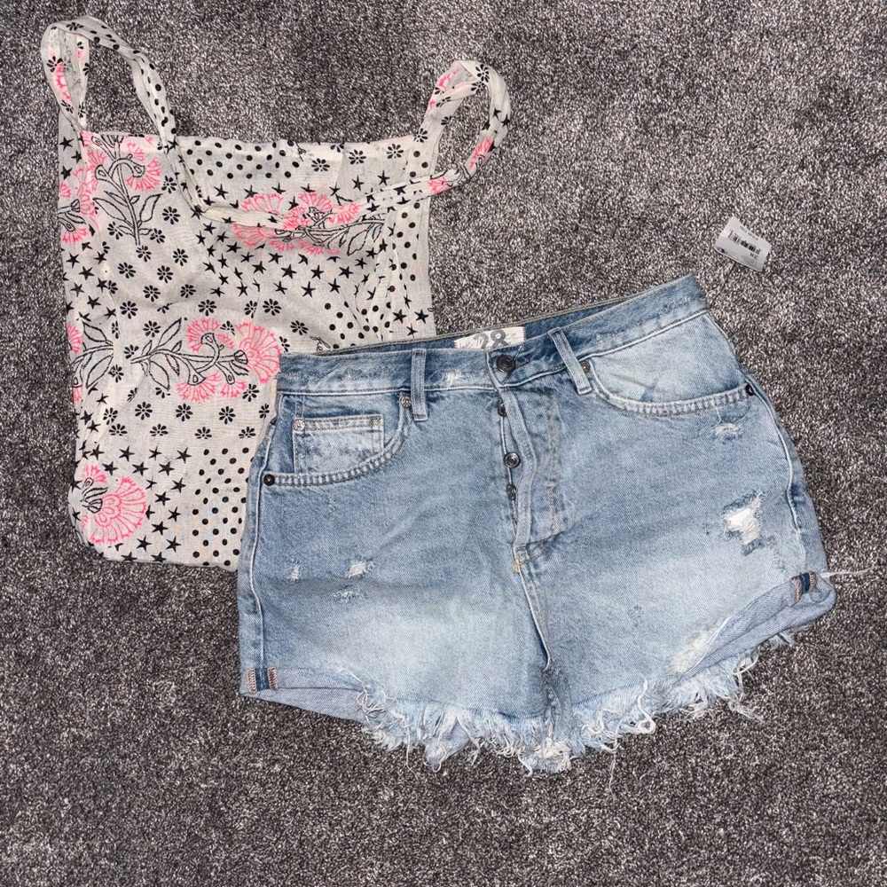 Free People Light Blue Jean Shorts